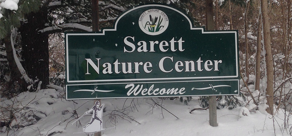 Sarett sign in winter
